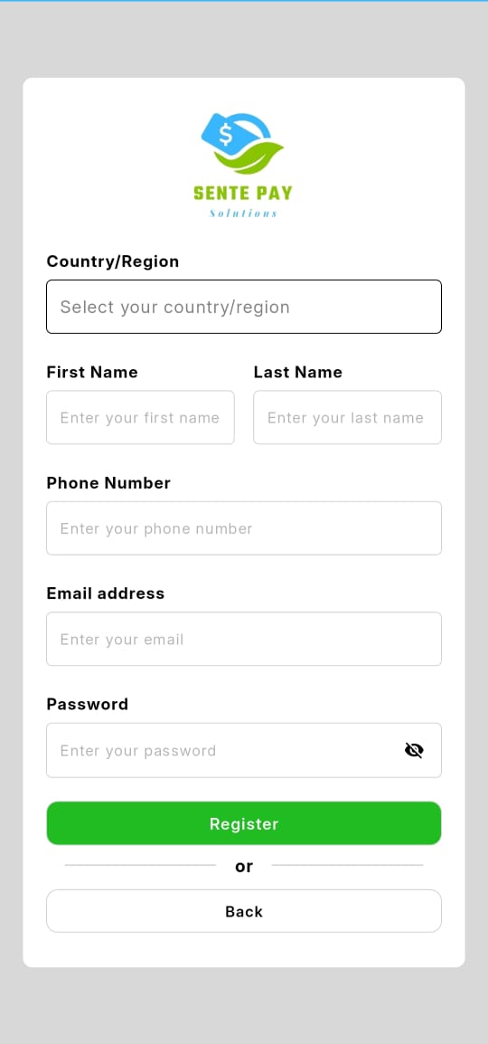 SentePay App Screenshot 2